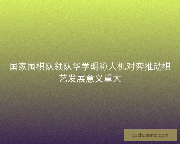 国家围棋队领队华学明称人机对弈推动棋艺发展意义重大