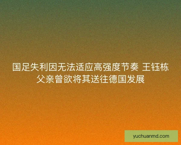 国足失利因无法适应高强度节奏 王钰栋父亲曾欲将其送往德国发展
