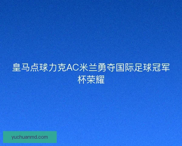 皇马点球力克AC米兰勇夺国际足球冠军杯荣耀